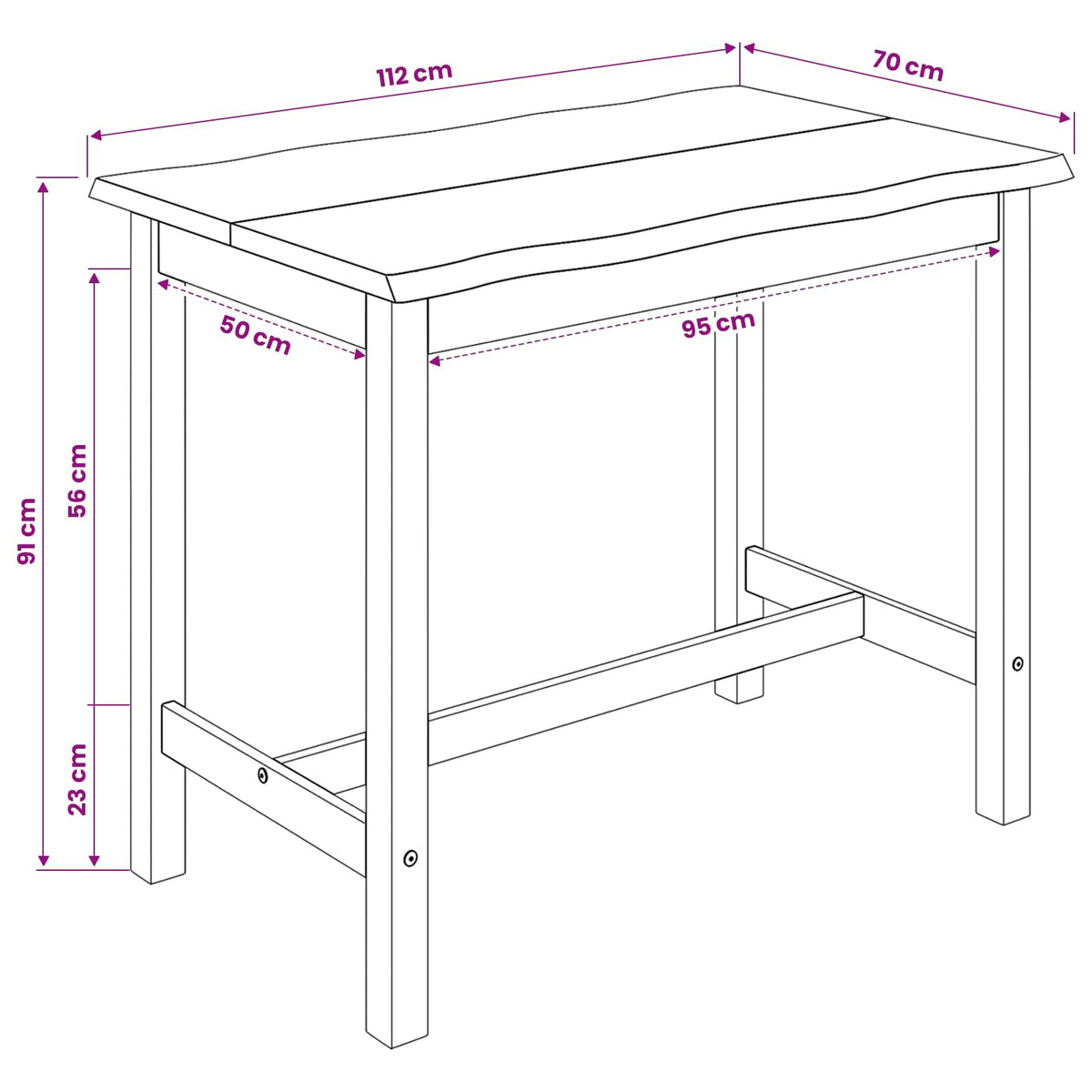 Mesa Alta De Bar Ekai 112 X 70 X 91 Cm