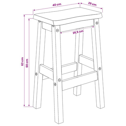 Taburete Alto De Bar Ekai 2 Uds. 40 X 29 X 63 Cm