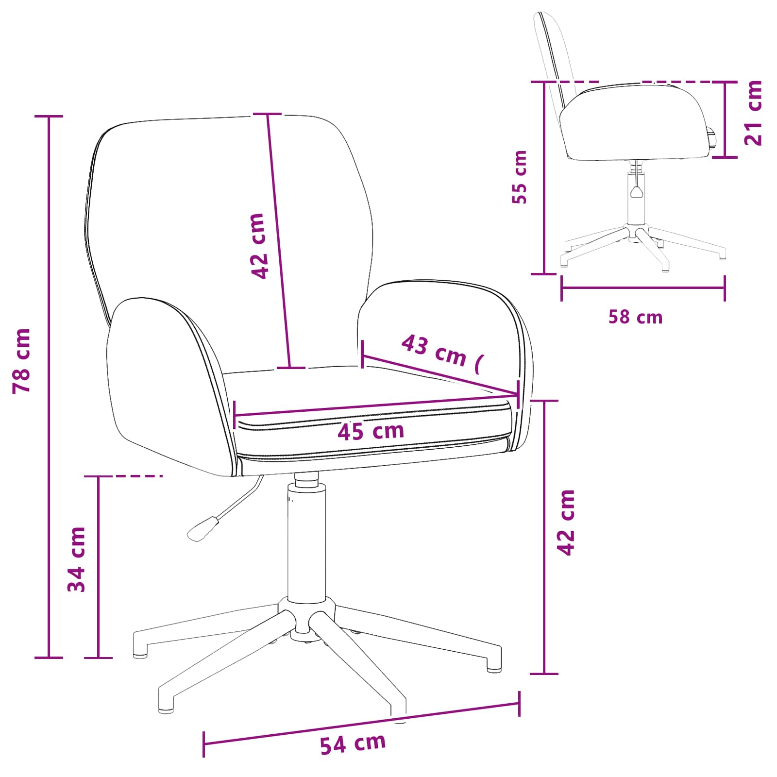 Sillas De Escritorio Giratorias 6 Uds. 54 X 58 X 90 Cm