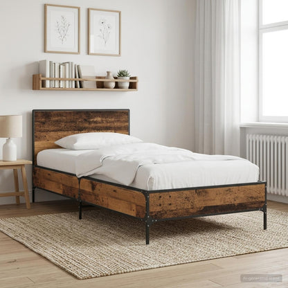 Estructura Cama Madera Ingeniería Metal 140X190 Cm