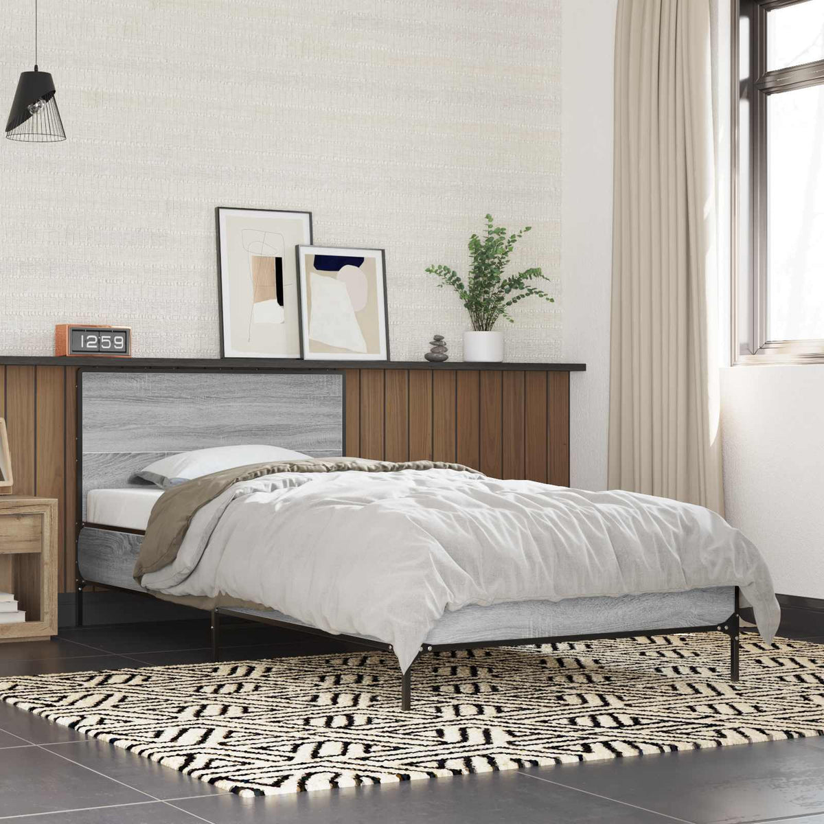 Estructura Cama Madera Ingeniería Metal 140X190 Cm