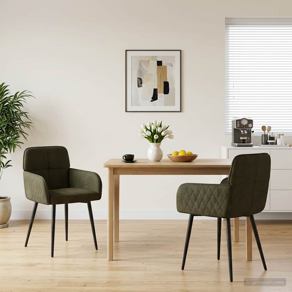 Sillas De Comedor 2 Uds. Cuero De Suede Sintético Verde Militar