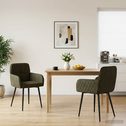 Sillas De Comedor 2 Uds. Cuero De Suede Sintético Verde Militar