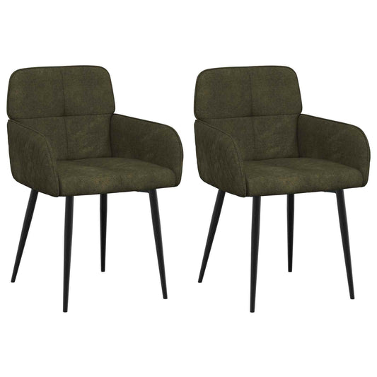 Sillas De Comedor 2 Uds. Cuero De Suede Sintético Verde Militar