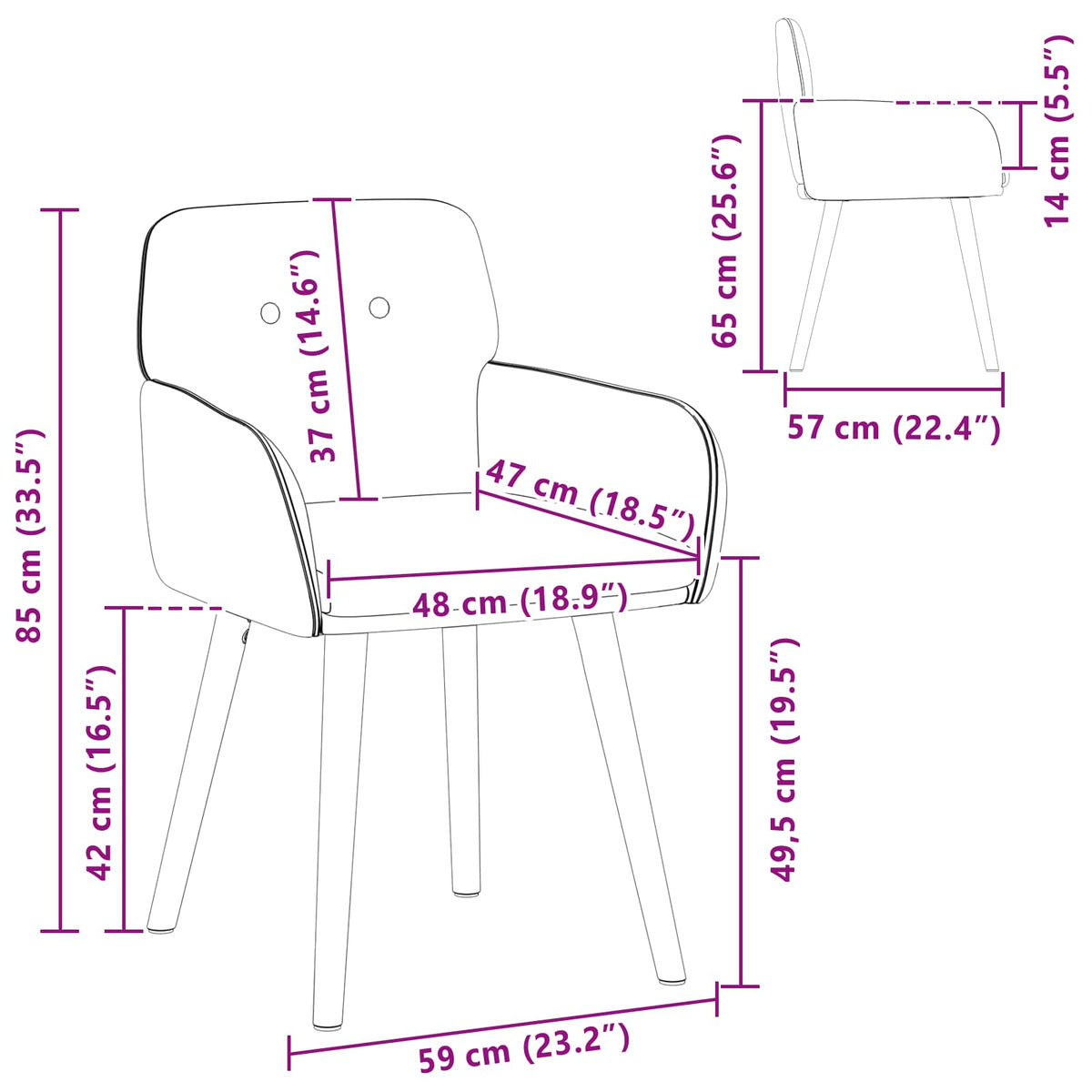 Sillas De Comedor 2 Uds. Bouclé 59 X 56,5 X 85 Cm