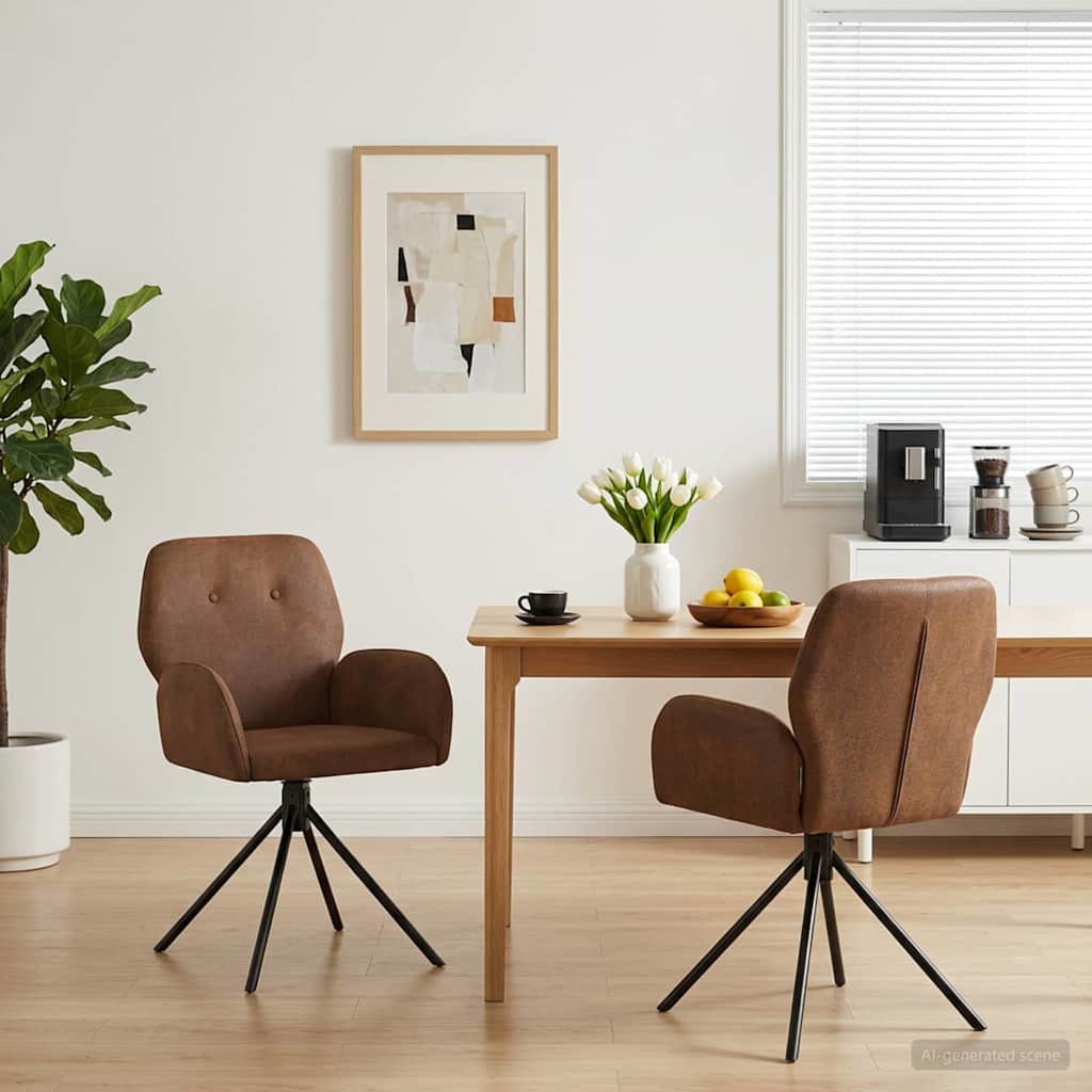 Sillas De Comedor Giratorias 2 Uds. Cuero De Suede Sintético