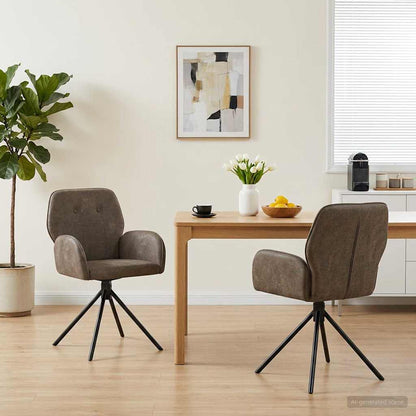 Sillas De Comedor Giratorias 2 Uds. Cuero De Suede Sintético