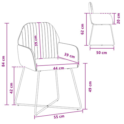 Sillas De Comedor 2 Uds. Terciopelo 55 X 50 X 84 Cm