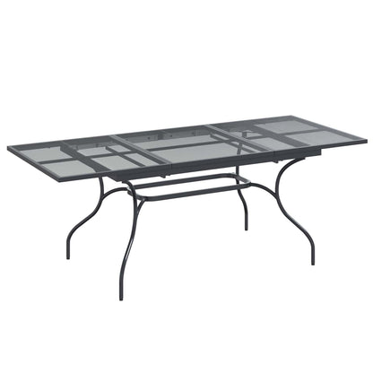 Mesa De Comedor De Malla Extensible Gris Antracita Acero