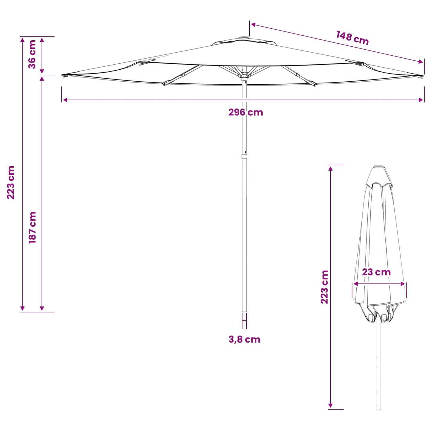 Sombrilla De Jardín 300 X 300 Cm Poliéster Rectangular