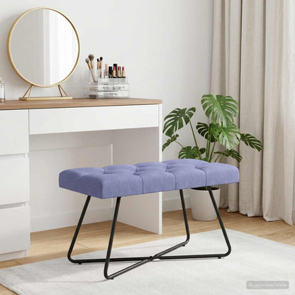 Banco Con Tapicería Con Botones Azul Jeans 110 X 40 X 46 Cm