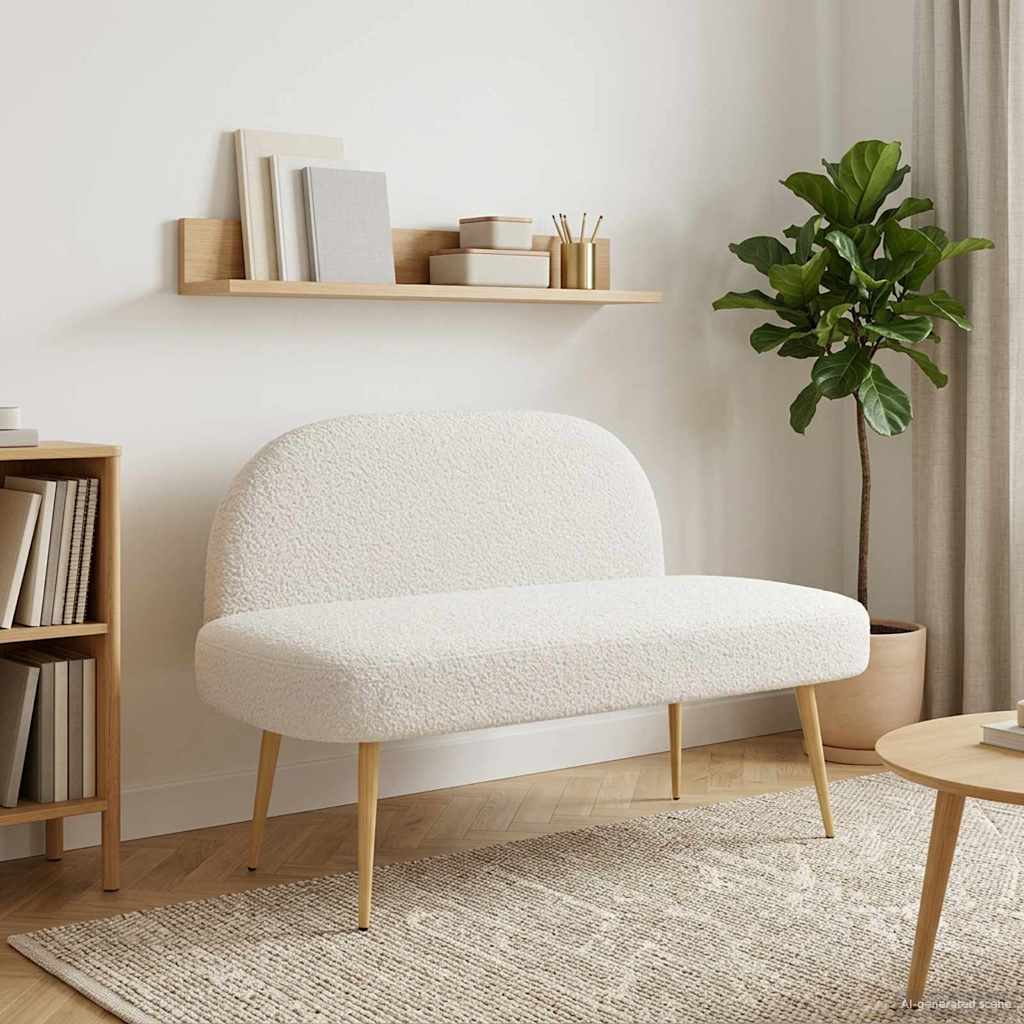 Banco Tapizado Con Respaldo 110 X 60 X 76 Cm Bouclé