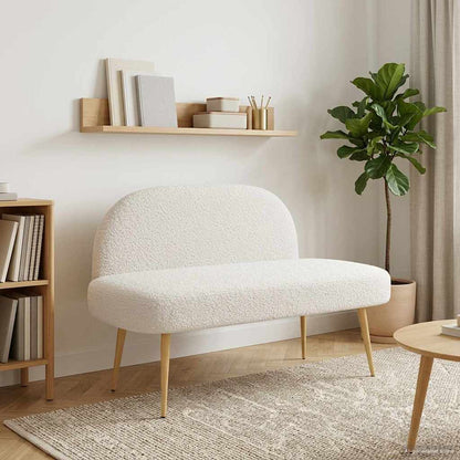 Banco Tapizado Con Respaldo 110 X 60 X 76 Cm Bouclé