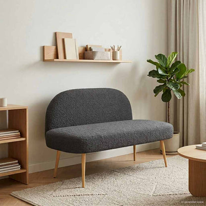 Banco Tapizado Con Respaldo 110 X 60 X 76 Cm Bouclé