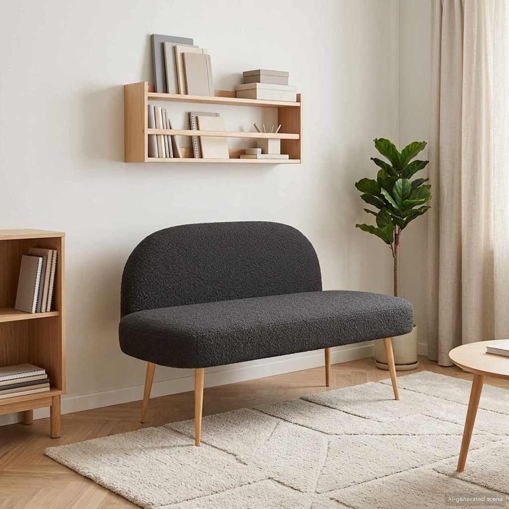 Banco Tapizado Con Respaldo 110 X 60 X 76 Cm Bouclé