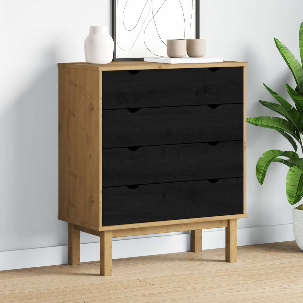 Cajonera Otta Madera Maciza De Pino 76,5X39,5X90 Cm