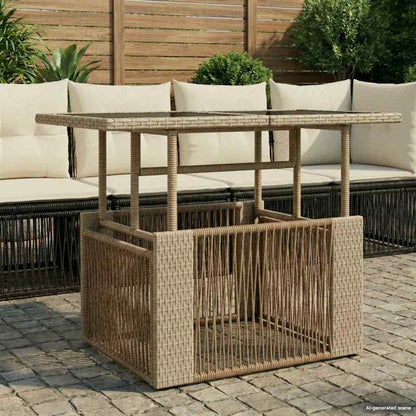Mesa De Jardín 100 X 55 X 37 Cm Rattan Pe Y Cristal