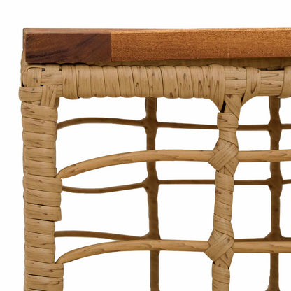 Mesa De Jardín 55 X 55 X 37 Cm Rattan Pe Y Cristal