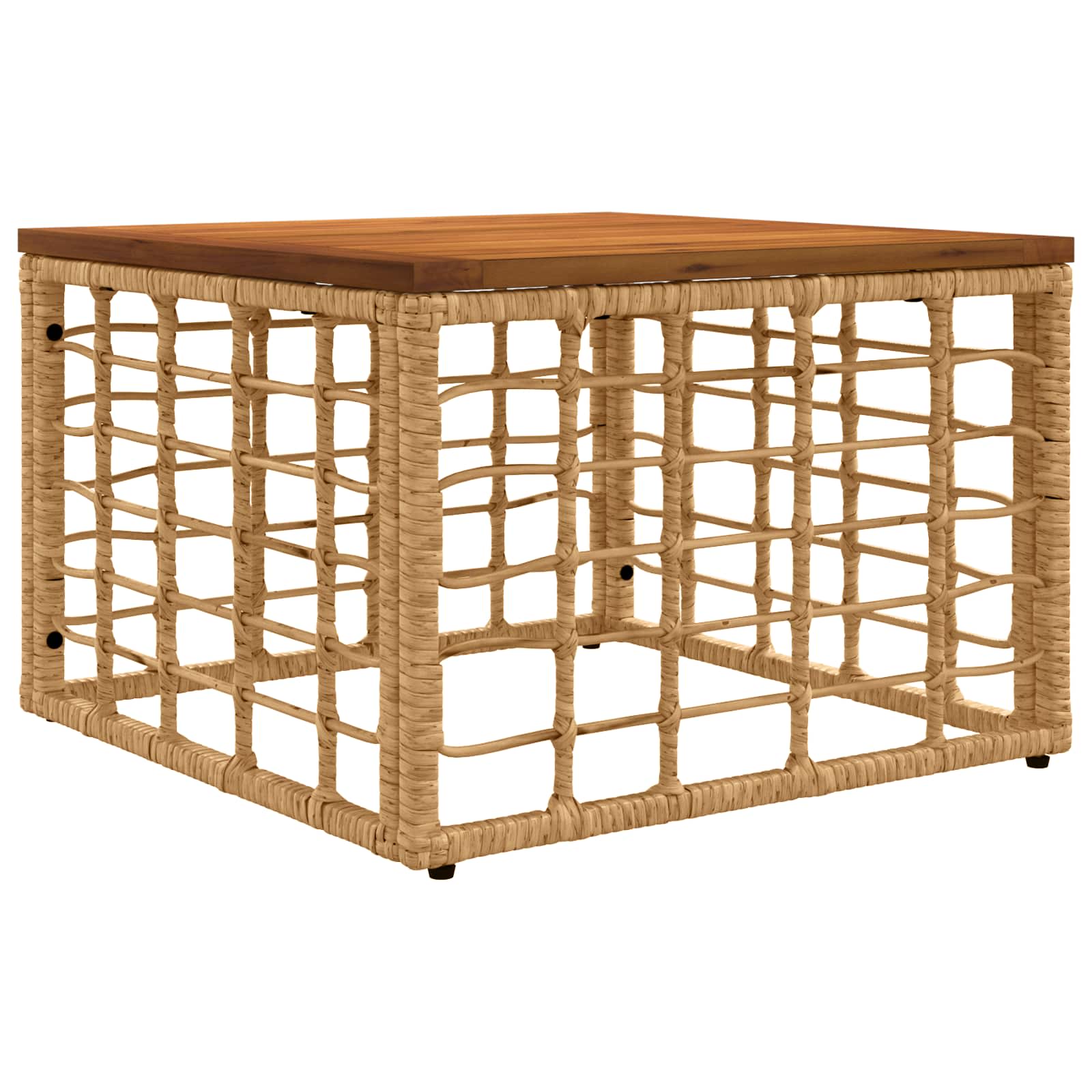 Mesa De Jardín 55 X 55 X 37 Cm Rattan Pe Y Cristal