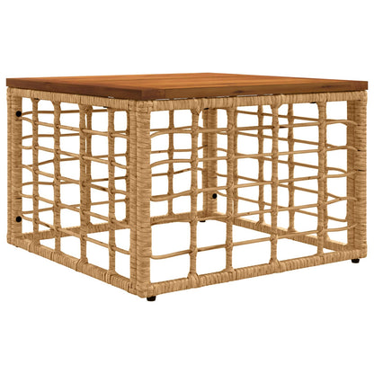 Mesa De Jardín 55 X 55 X 37 Cm Rattan Pe Y Cristal