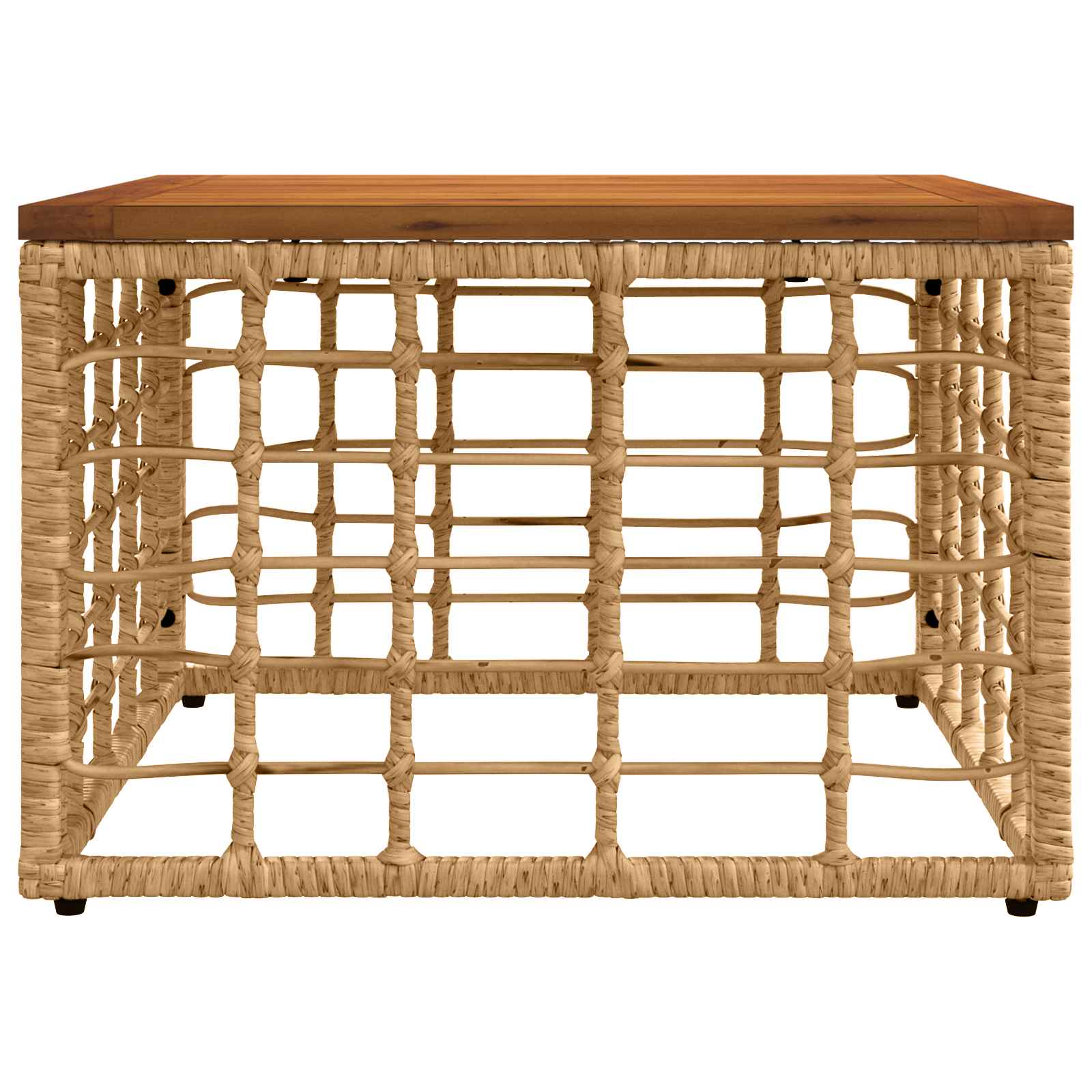 Mesa De Jardín 55 X 55 X 37 Cm Rattan Pe Y Cristal