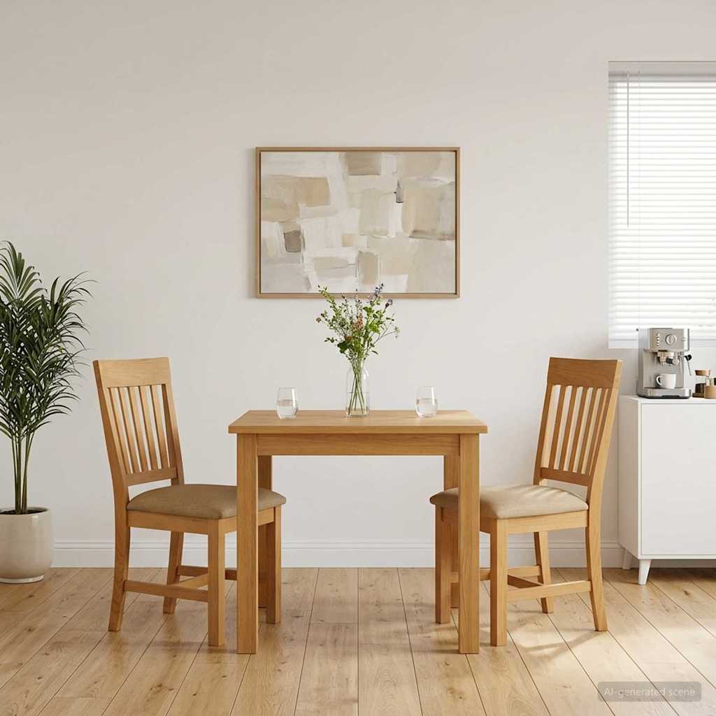 Silla De Comedor 2 Uds. Madera De Roble Sólido