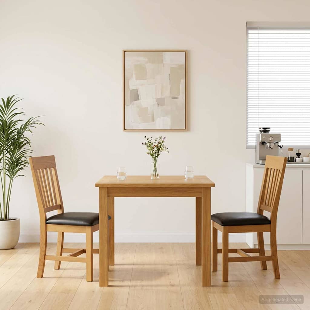 Silla De Comedor 2 Uds. Madera De Roble Sólido