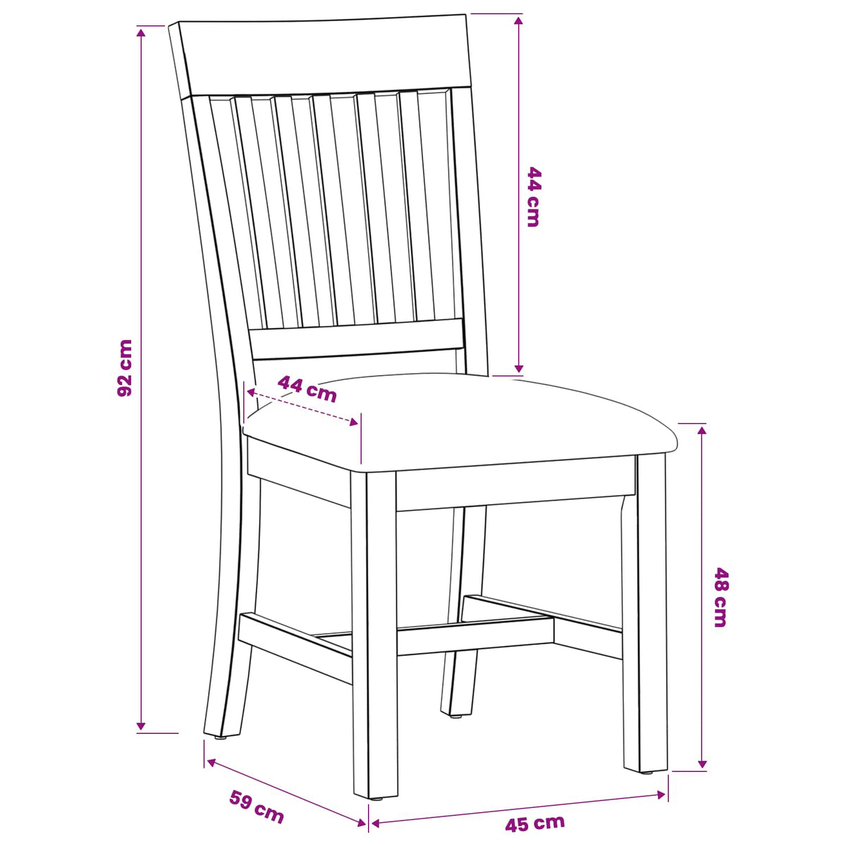 Silla De Comedor 2 Uds. Madera De Roble Sólido