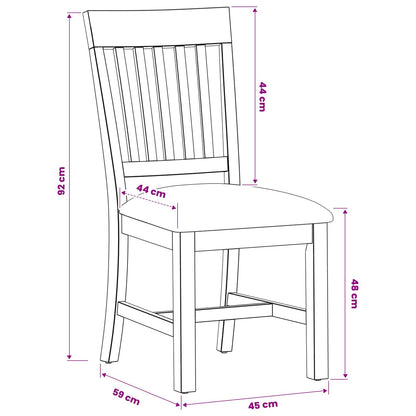 Silla De Comedor 2 Uds. Madera De Roble Sólido