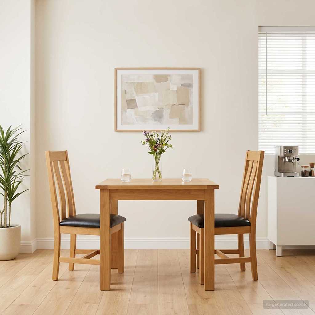 Silla De Comedor 2 Uds. Madera De Roble Sólido