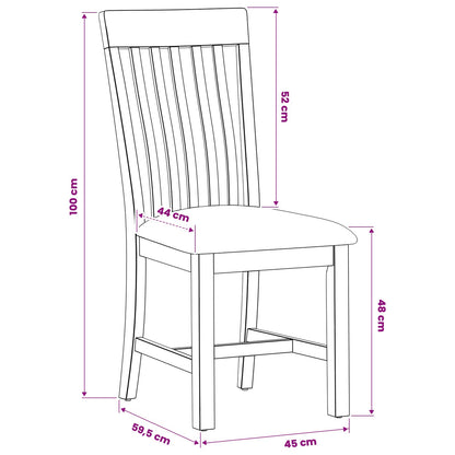 Silla De Comedor 2 Uds. Madera De Roble Sólido
