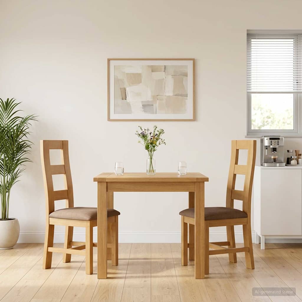 Silla De Comedor 2 Uds. Madera De Roble Sólido