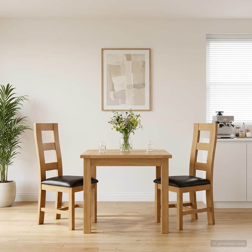 Silla De Comedor 2 Uds. Madera De Roble Sólido