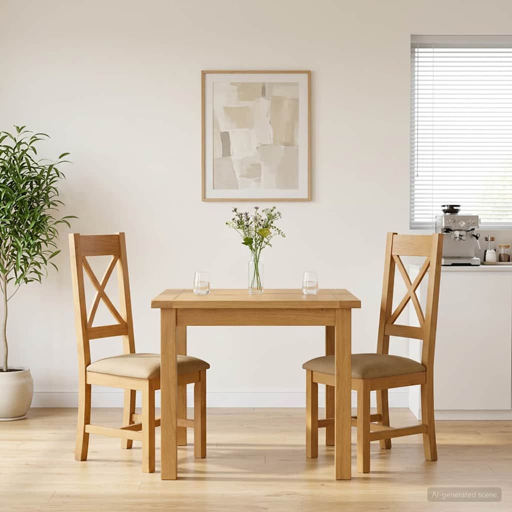 Silla De Comedor 2 Uds. Madera De Roble Sólido