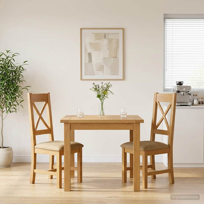 Silla De Comedor 2 Uds. Madera De Roble Sólido
