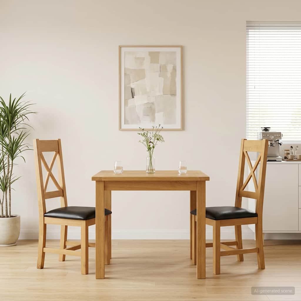 Silla De Comedor 2 Uds. Madera De Roble Sólido