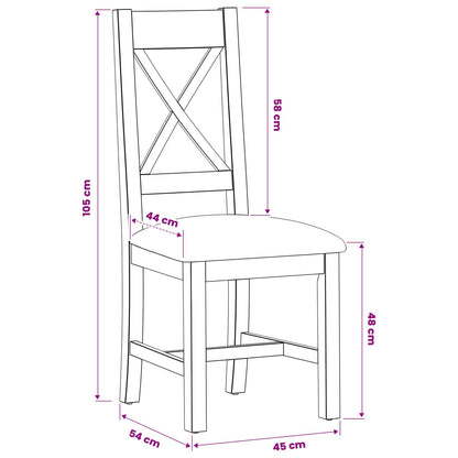 Silla De Comedor 2 Uds. Madera De Roble Sólido