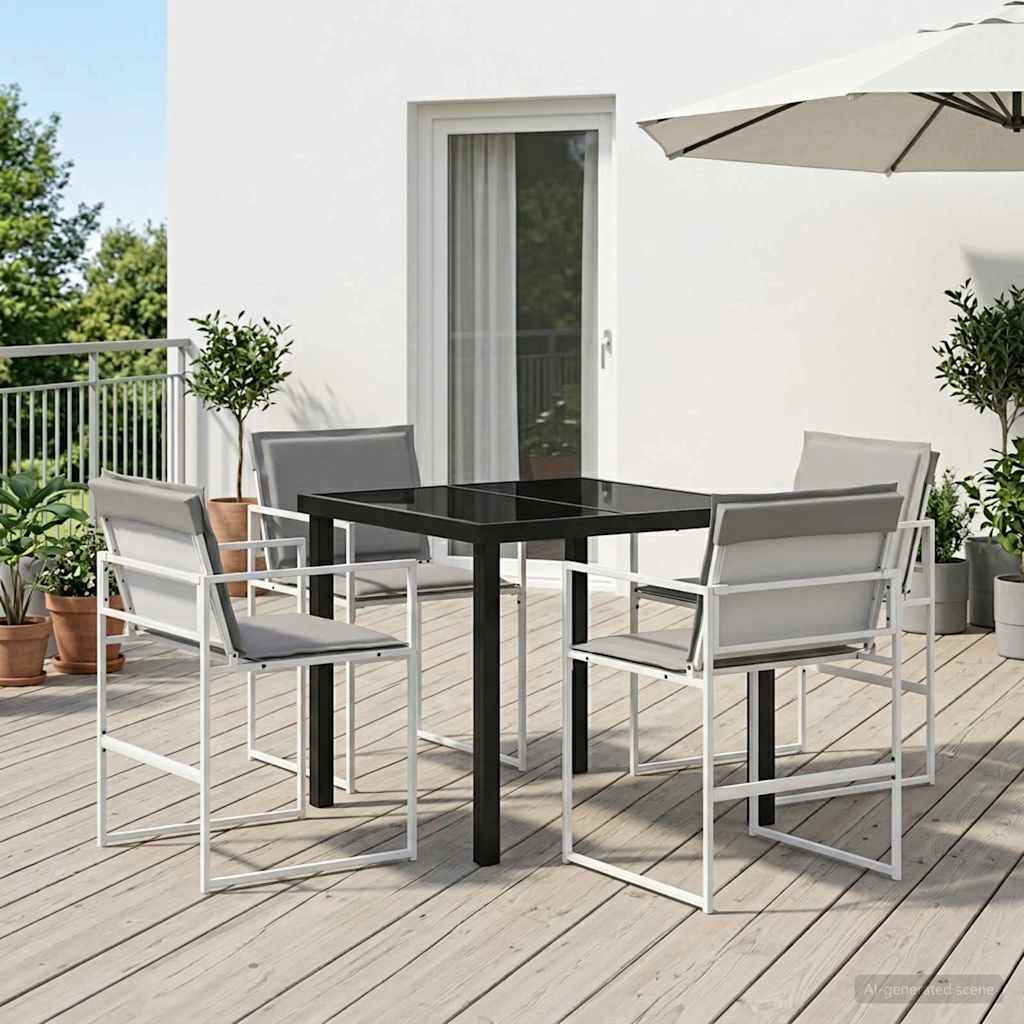 Conjunto De Comedor De Jardín 9 Pcs Negro 200 X 80 X 73 Cm