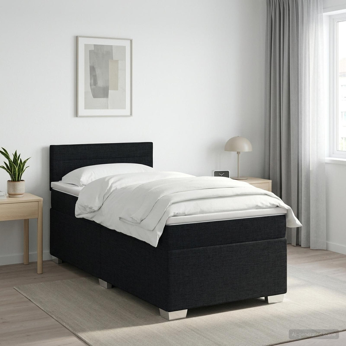 Cama Box Spring Con Colchón Tela
