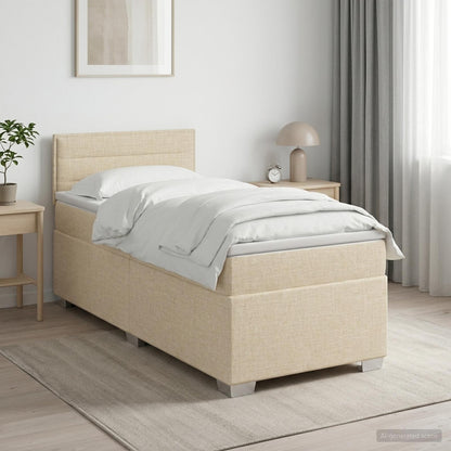 Cama Box Spring Con Colchón Tela
