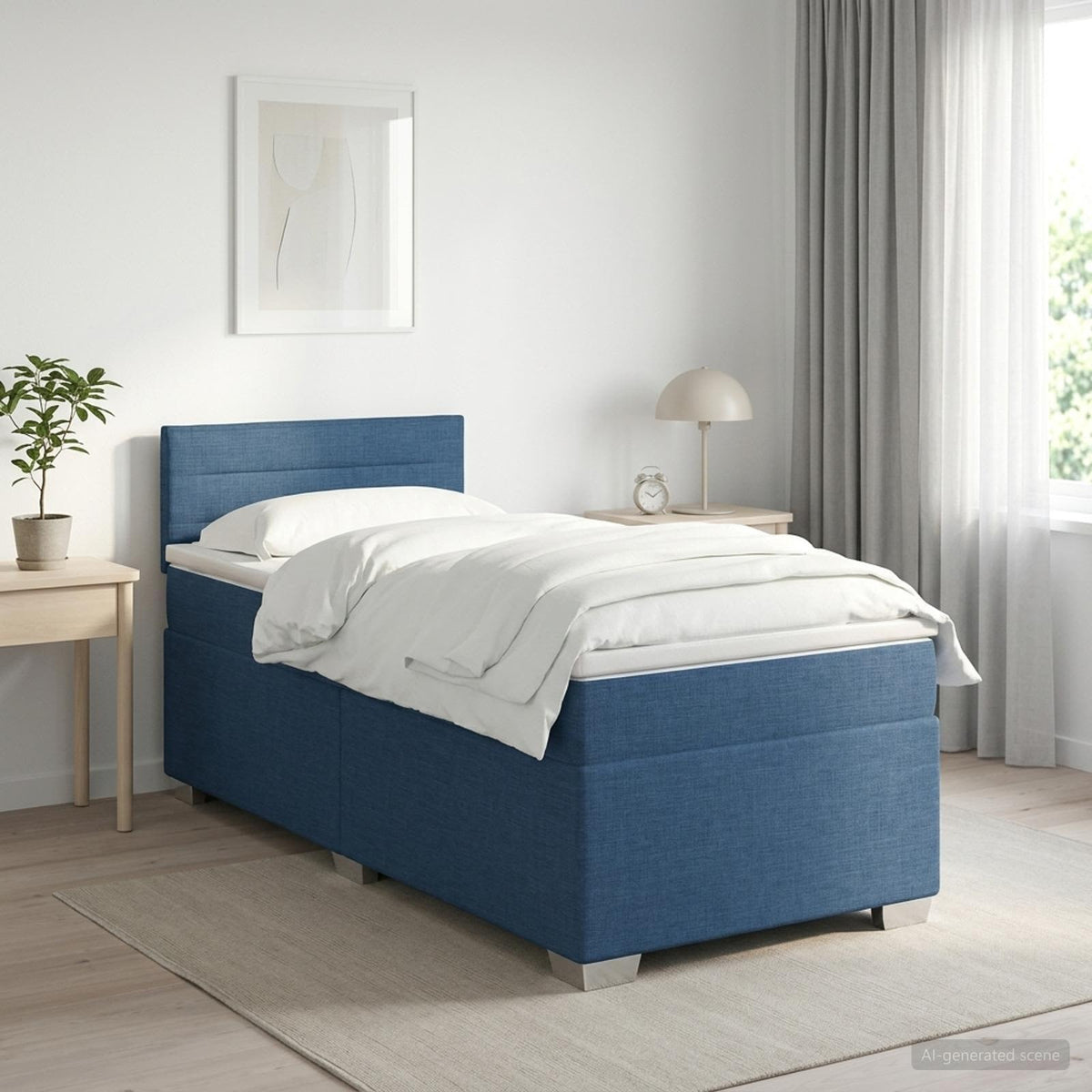 Cama Box Spring Con Colchón Tela