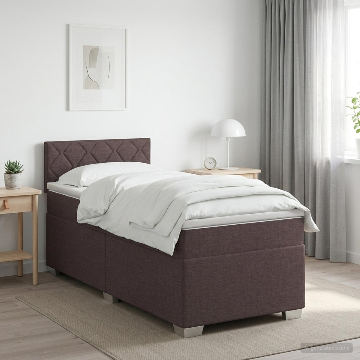 Cama Box Spring Con Colchón Tela