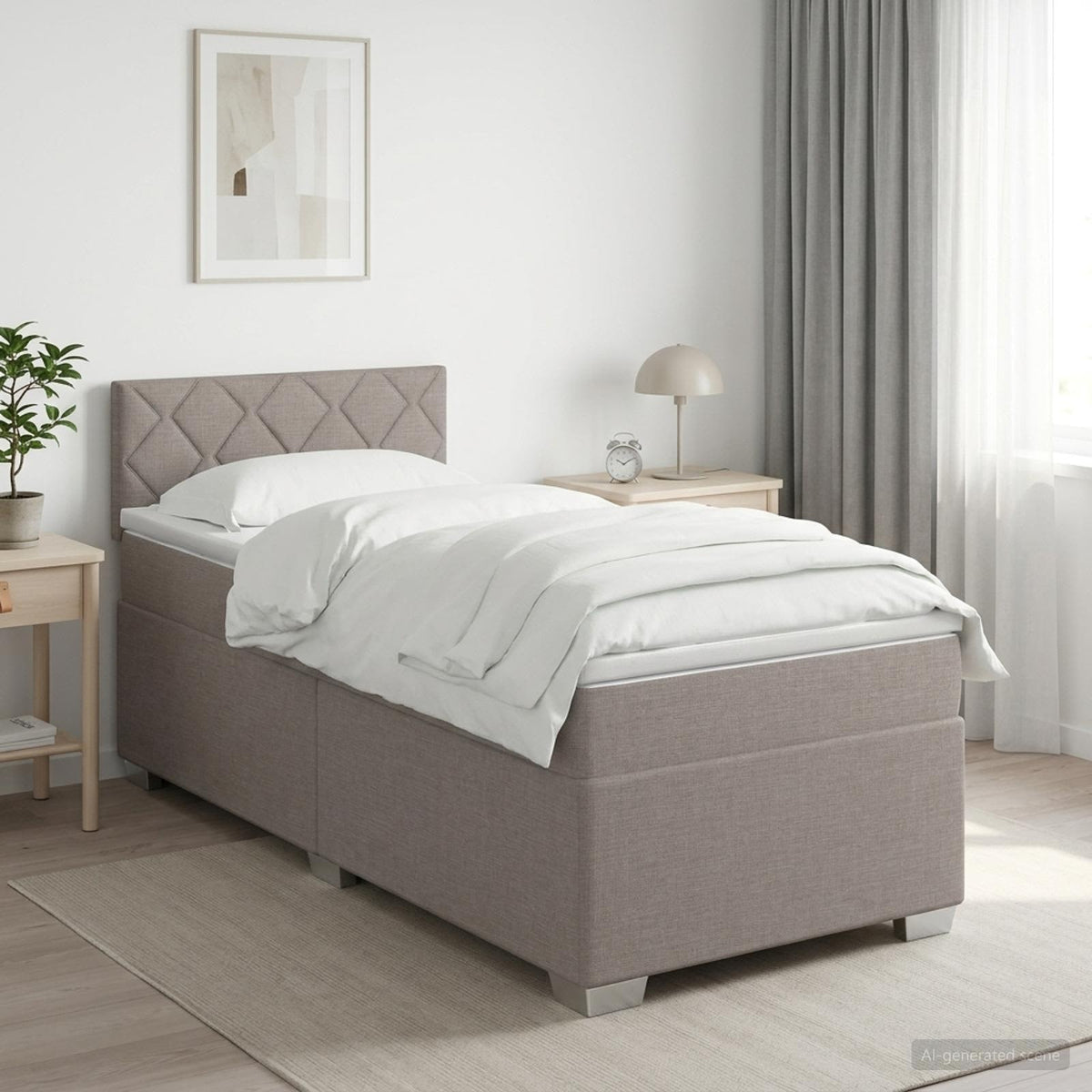 Cama Box Spring Con Colchón Tela