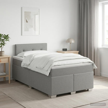 Cama Box Spring Con Colchón Tela