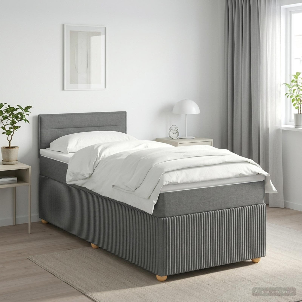 Cama Box Spring Con Colchón Tela