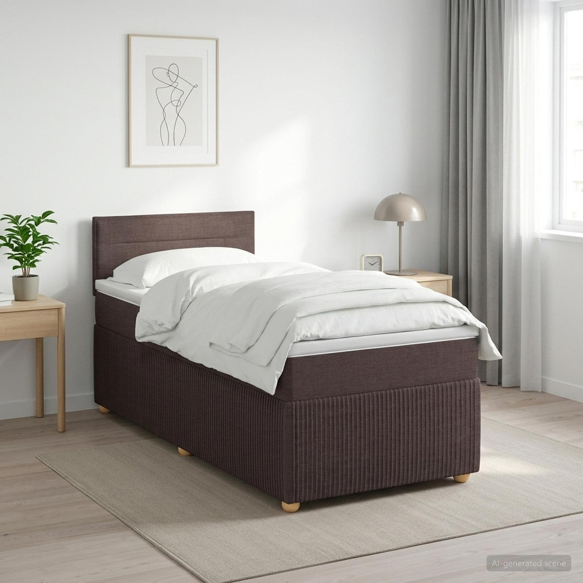 Cama Box Spring Con Colchón Tela