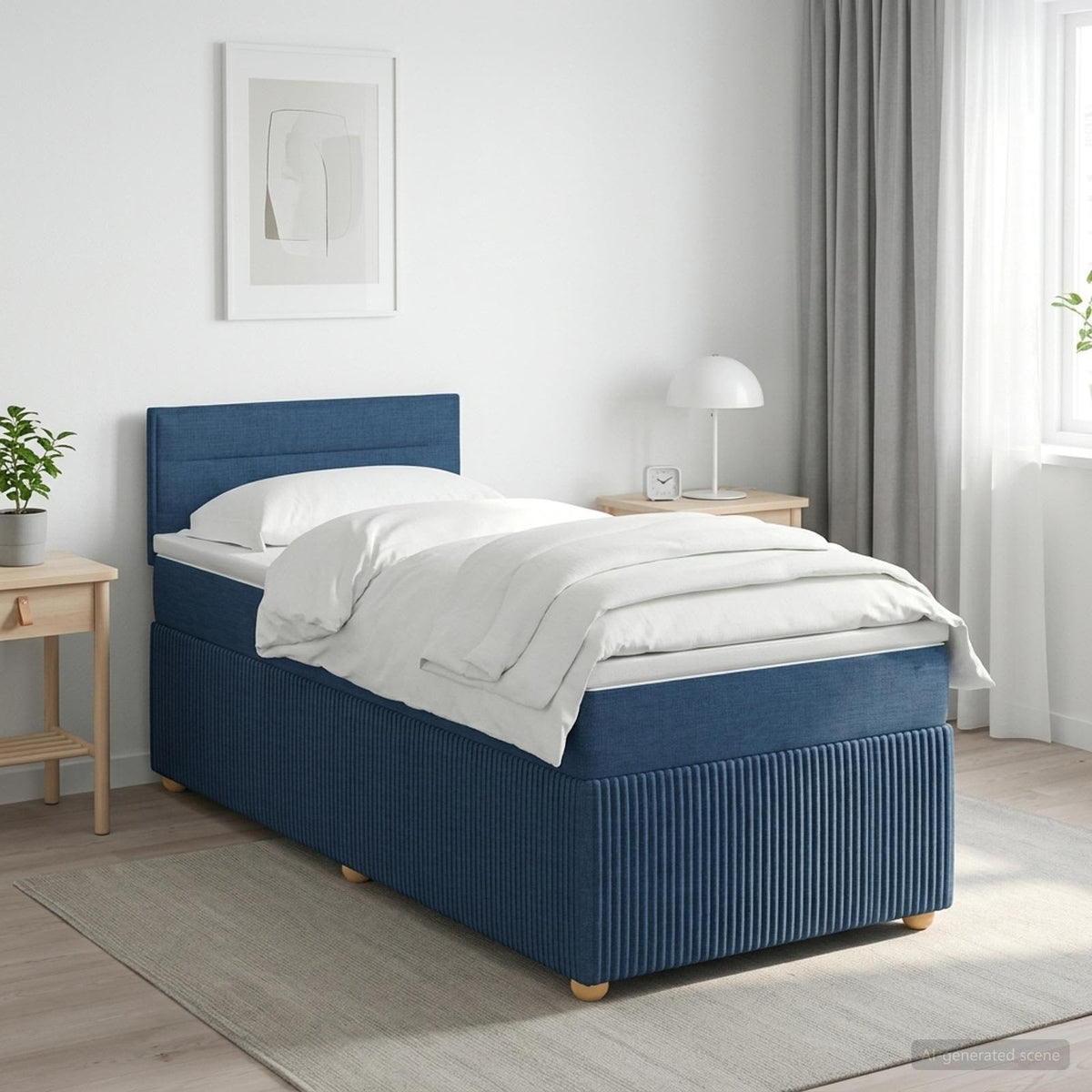 Cama Box Spring Con Colchón Tela