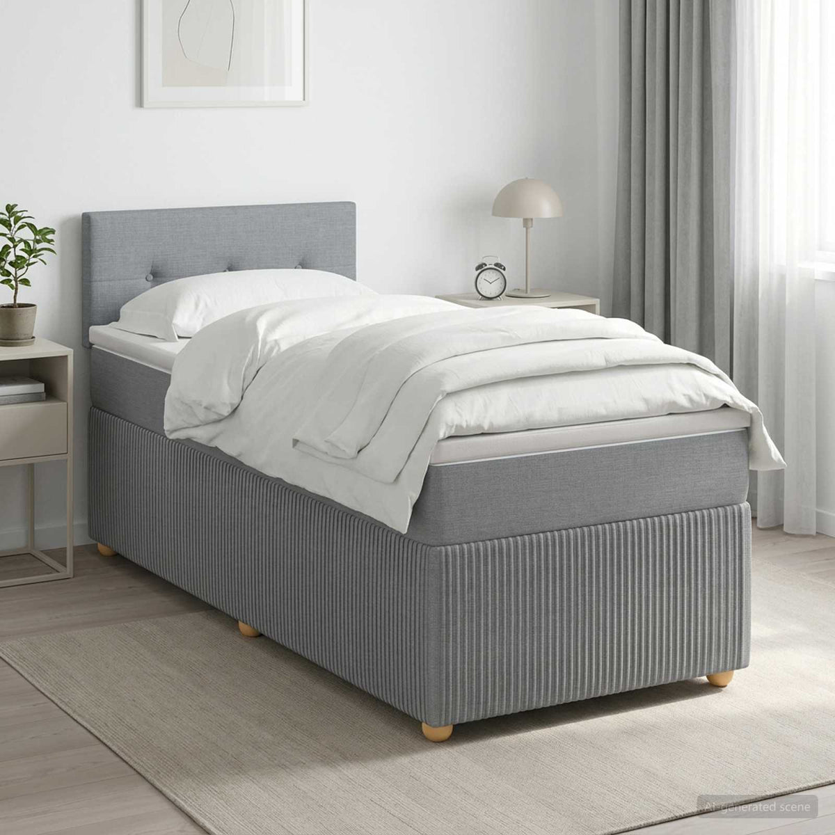 Cama Box Spring Con Colchón Tela