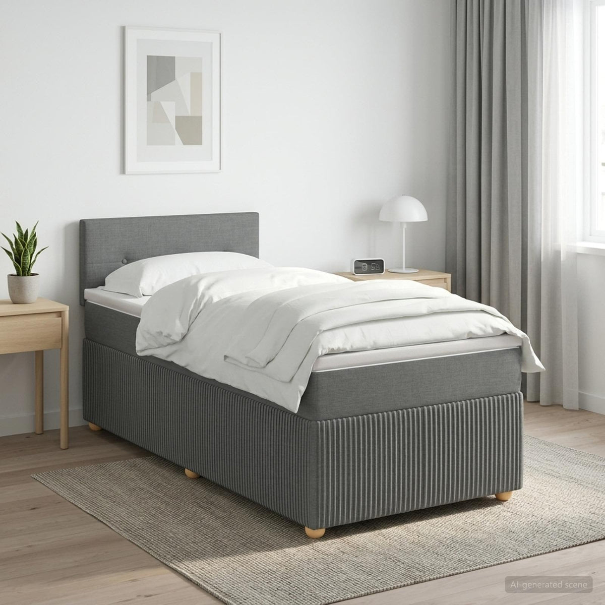 Cama Box Spring Con Colchón Tela