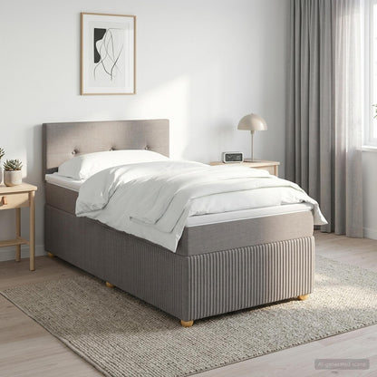 Cama Box Spring Con Colchón Tela